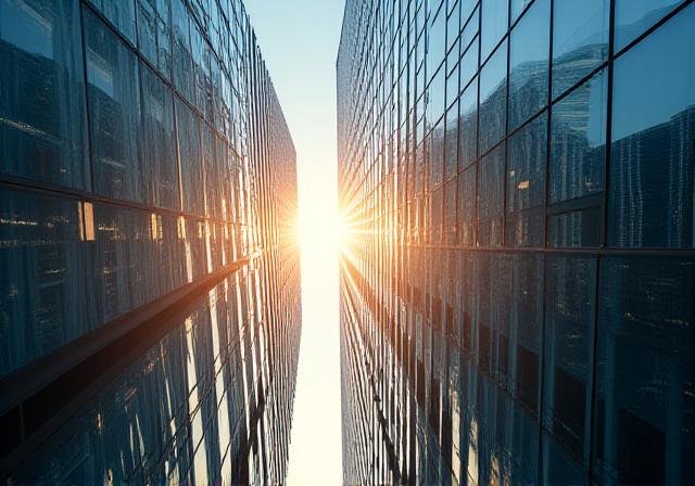 Abstract architectural lines of a high-rise office